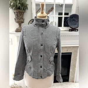 White House Black Market Black/White Checkered Cropped Jacket
